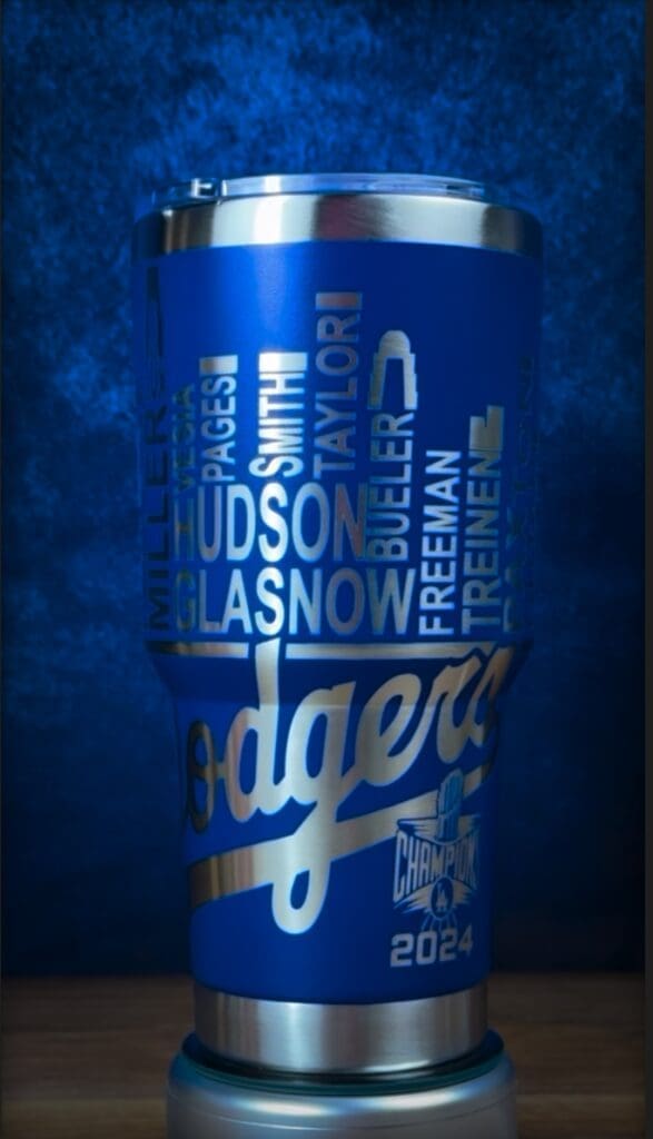 Dodgers 2024 championship commemorative tumbler.